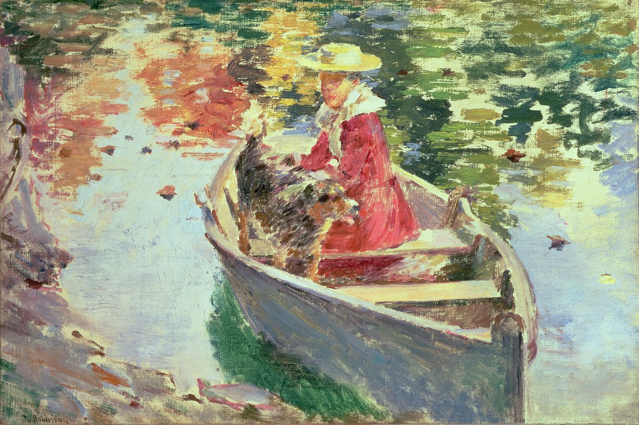 Senhorita Motes e seu cão Shep, 1893 de Theodore Robinson