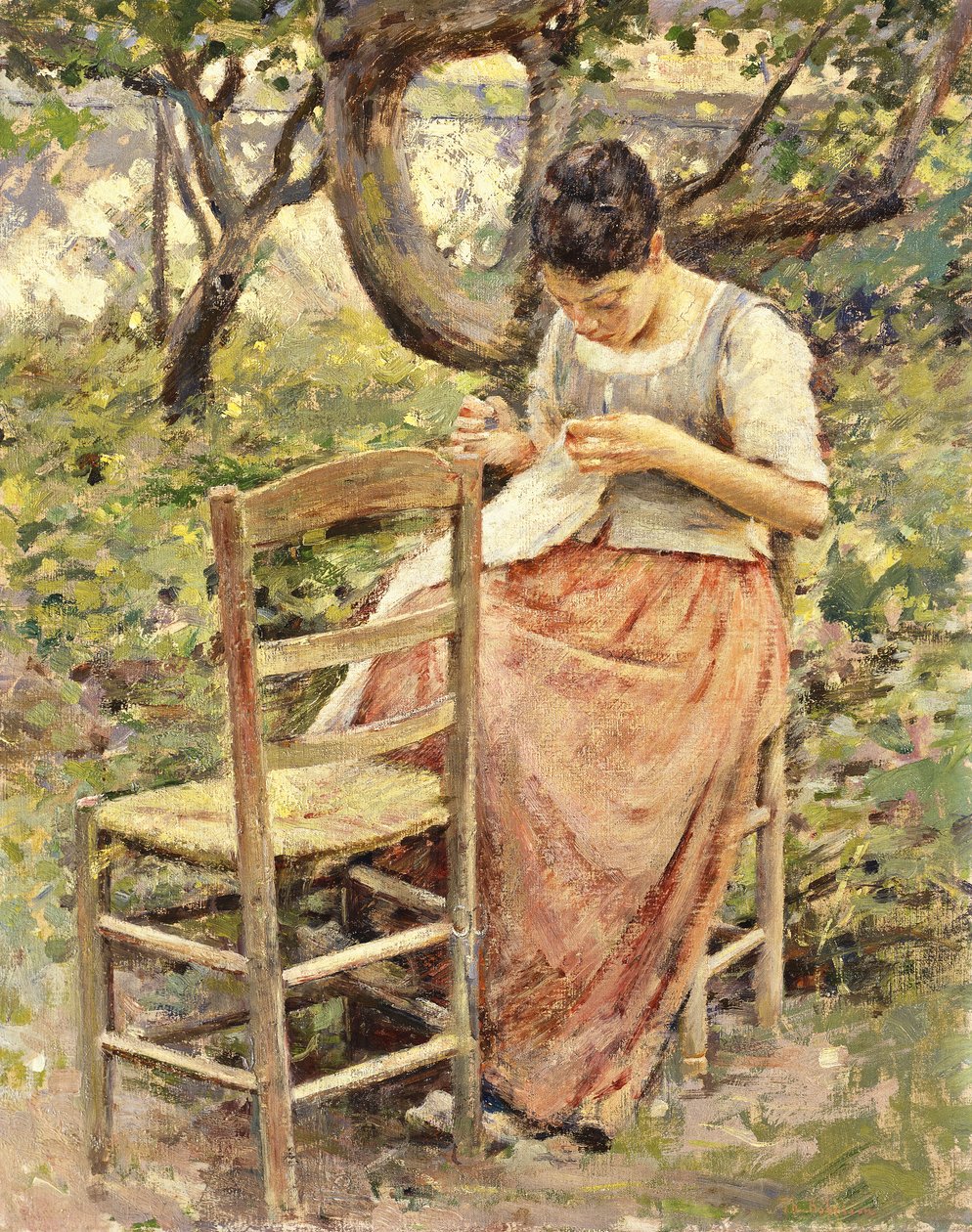 A costureira, c.1891 de Theodore Robinson