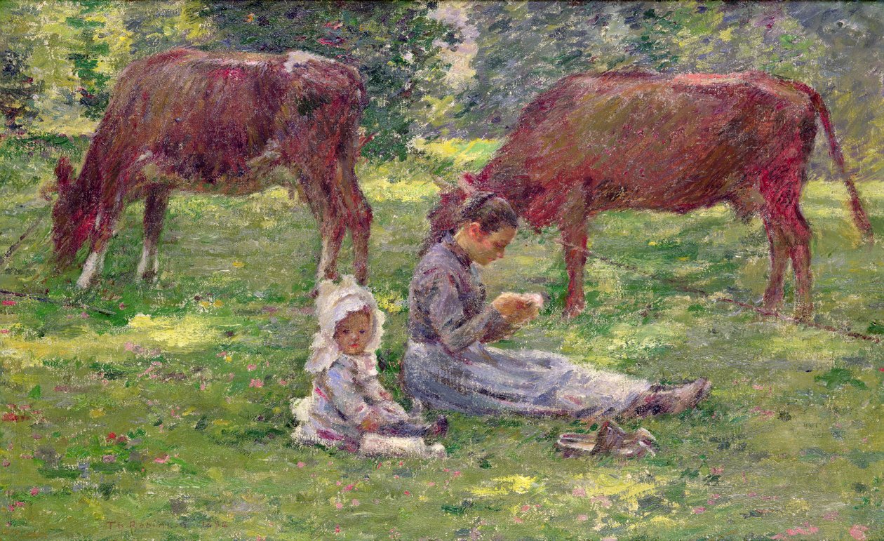 Observar as vacas (óleo sobre tela) de Theodore Robinson