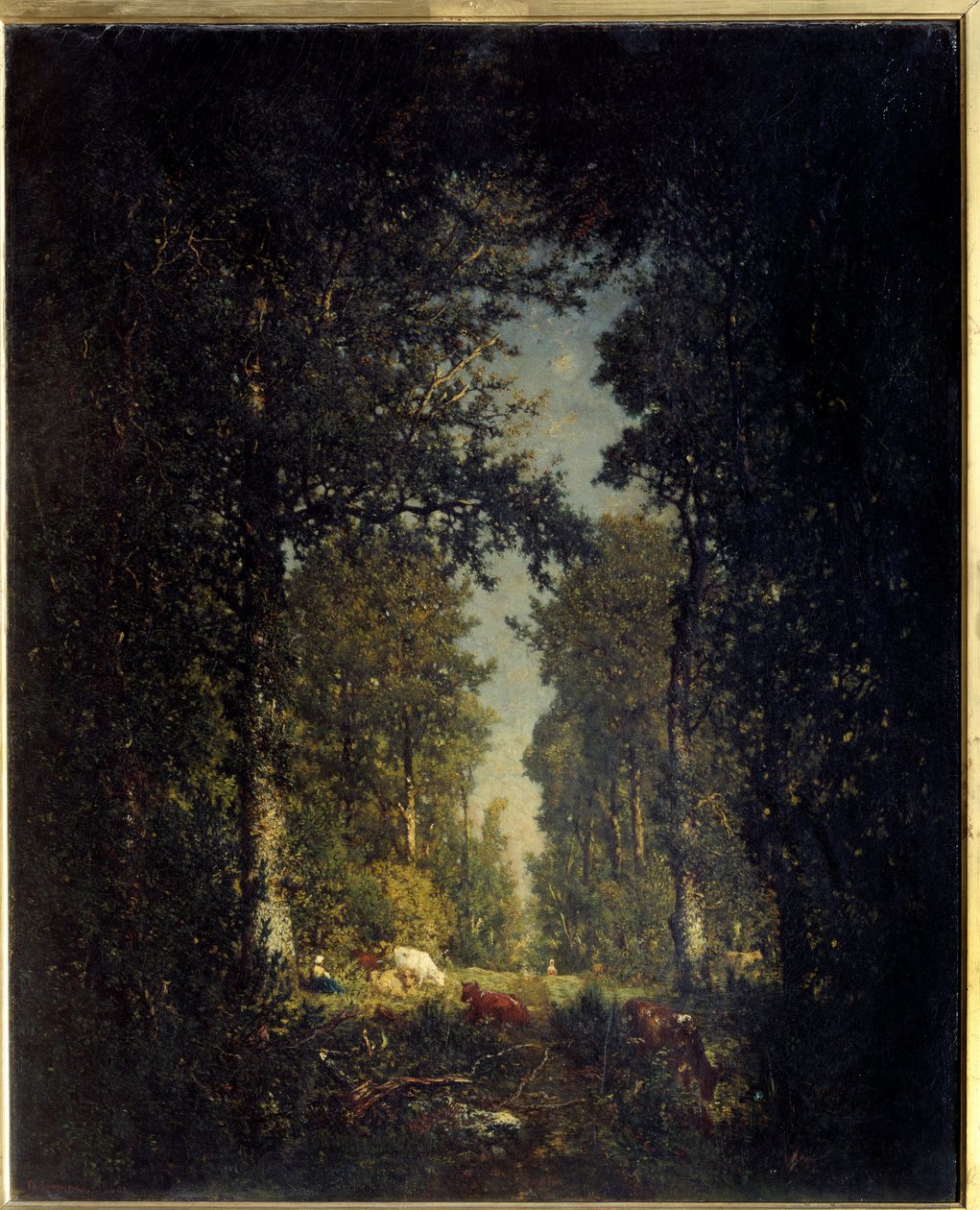 Uma avenida, a floresta de Isle Adam. Pintura por Theodore Rousseau (1812-1867) de Pierre Etienne Theodore Rousseau