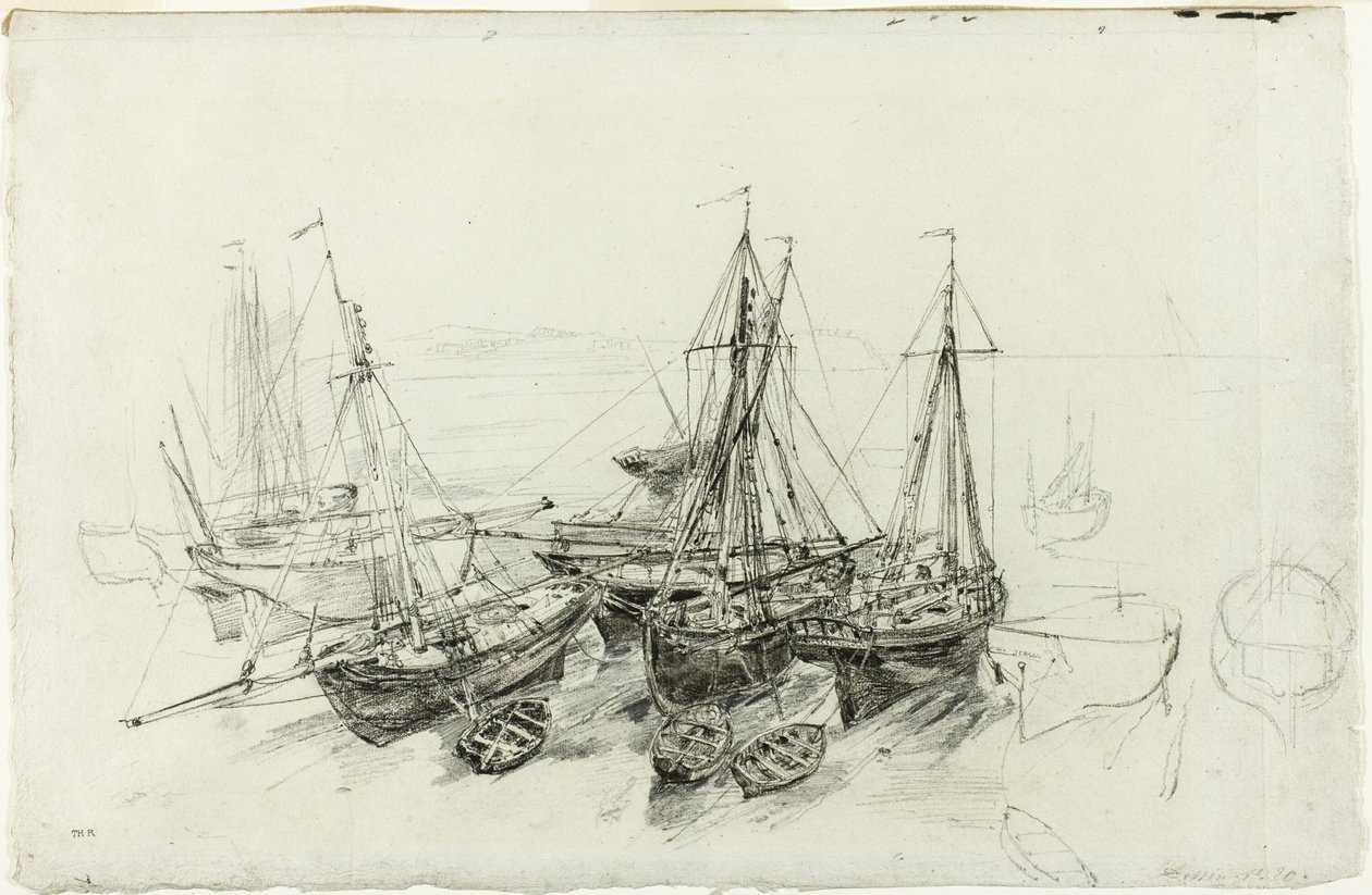 Barcos de pesca em Granville de Theodore Rousseau