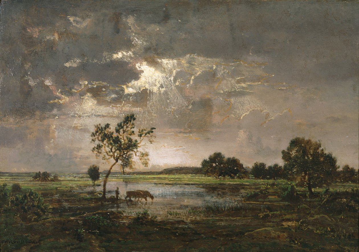 Paisagem, c.1842 (óleo sobre painel) de Theodore Rousseau