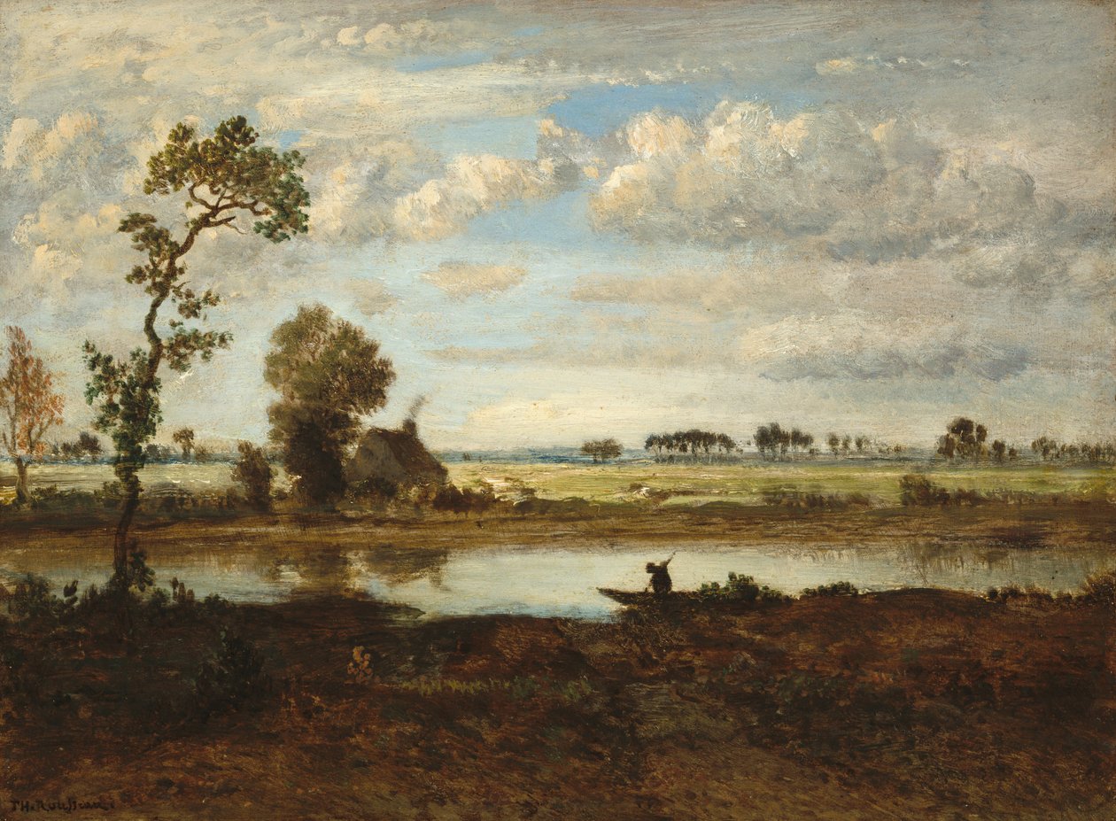 Paisagem com Barqueiro, c. 1860. de Theodore Rousseau