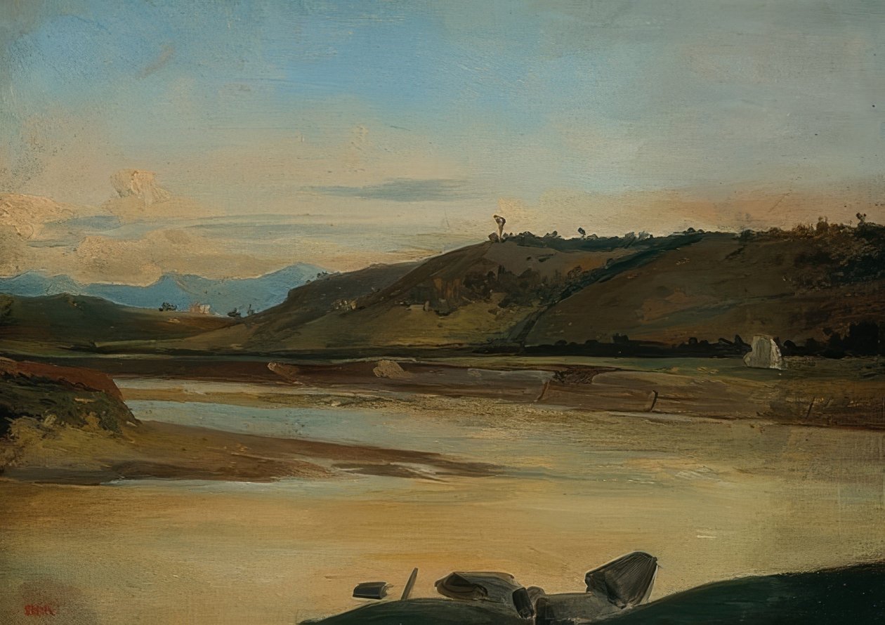 Paisagem com rio. Por volta de 1834-35 de Pierre Etienne Theodore Rousseau