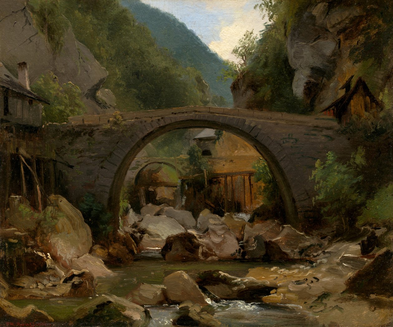 Córrego da montanha em Auvergne, 1830. de Theodore Rousseau