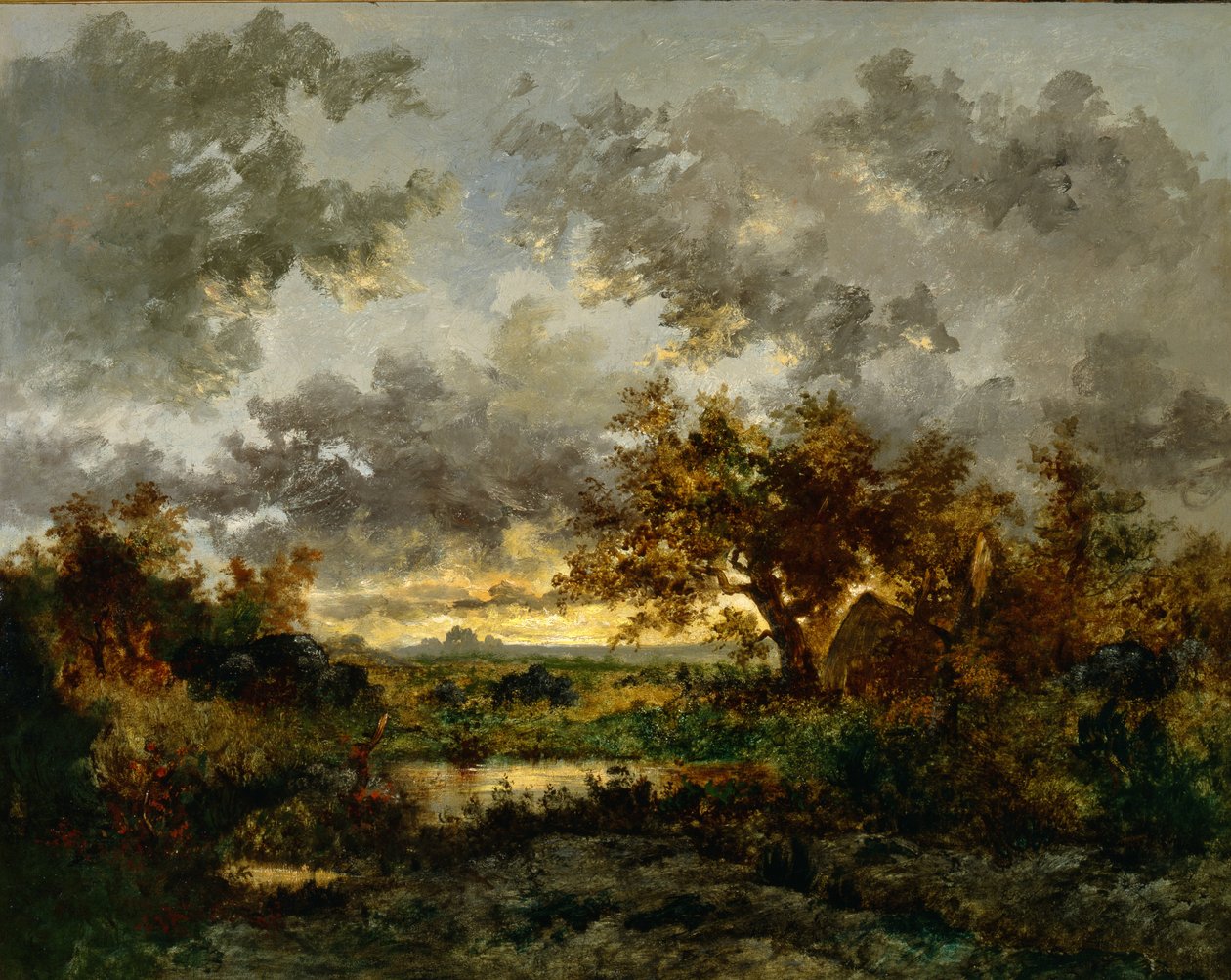 Cabana do queimador de carvão, c.1850 (óleo sobre tela) de Pierre Etienne Theodore Rousseau