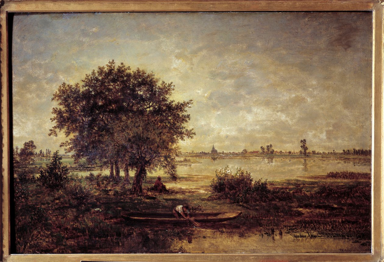 les bords de la Loire Pintura de Theodore Rousseau (1812-1867) Sol do século XIX. 0,42x0,63 m Paris, Musee du Louvre. de Pierre Etienne Theodore Rousseau