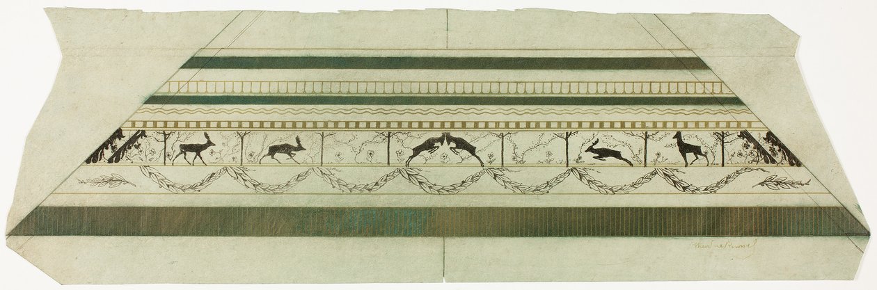 Moldura com padrão de veado e flores (secção inferior da moldura) de Theodore Roussel