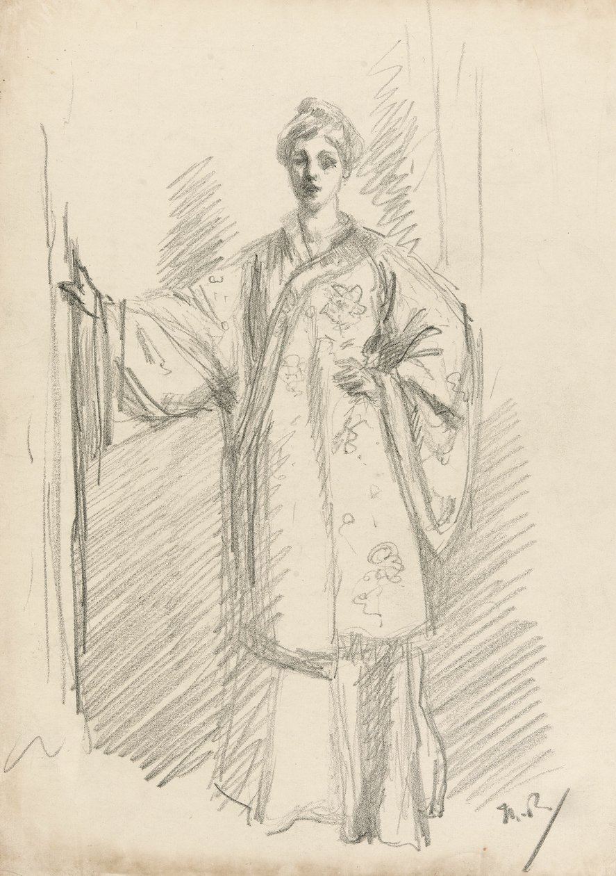 Figura em pé em um vestido chinês de Theodore Roussel
