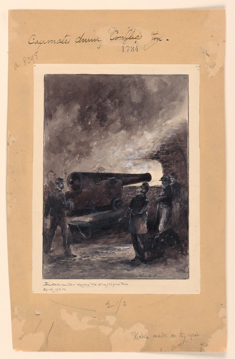 Uma arma casemate durante a conflagração de Theodore Russell Davis