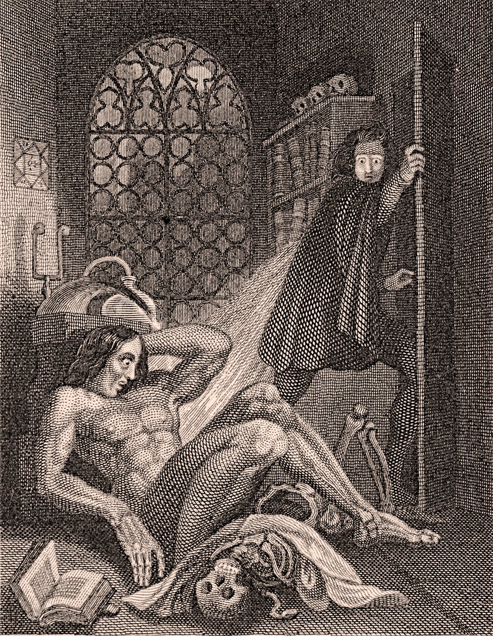 Victor Frankenstein ficando enojado com sua criação de Theodore Von Holst