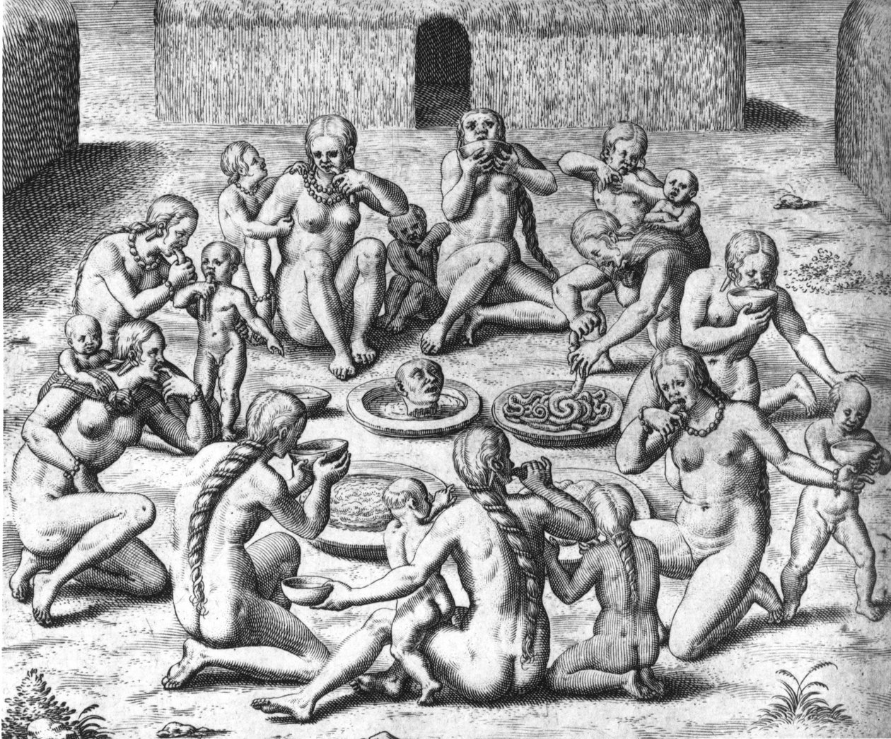 Refeições de antropofagos: Canibais da América do Sul - em "Admirante Narratio Americae", de Théodore de Bry de Theodore de Bry
