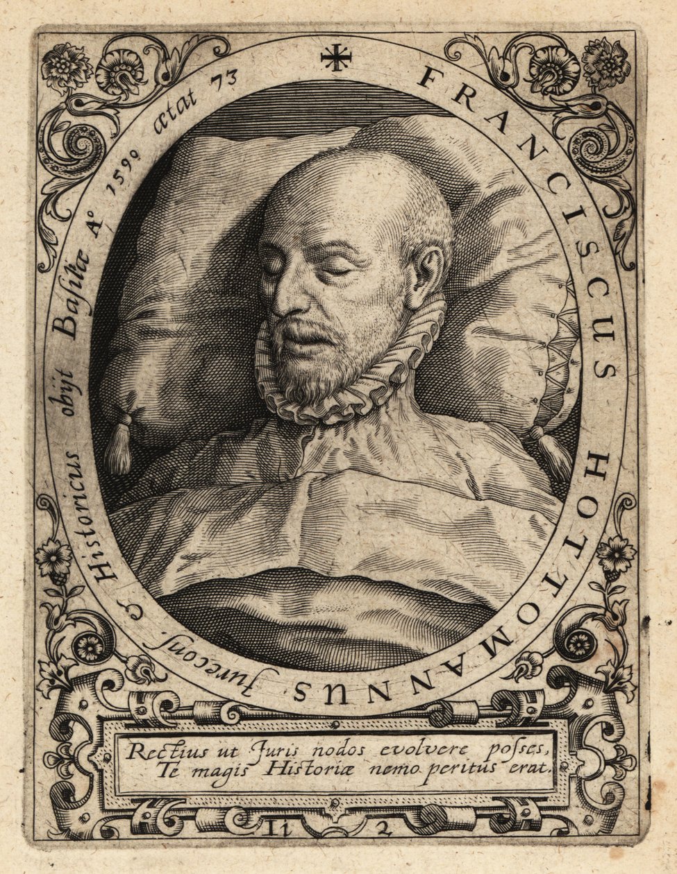 François Hotman, no seu leito de morte de Theodore de Bry