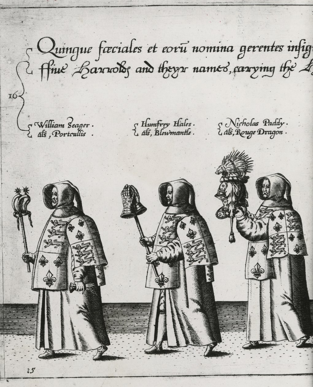 Arautos no cortejo fúnebre de Sir Philip Sidney no caminho para a Catedral de St. Pauls, 1587 de Theodore de Bry