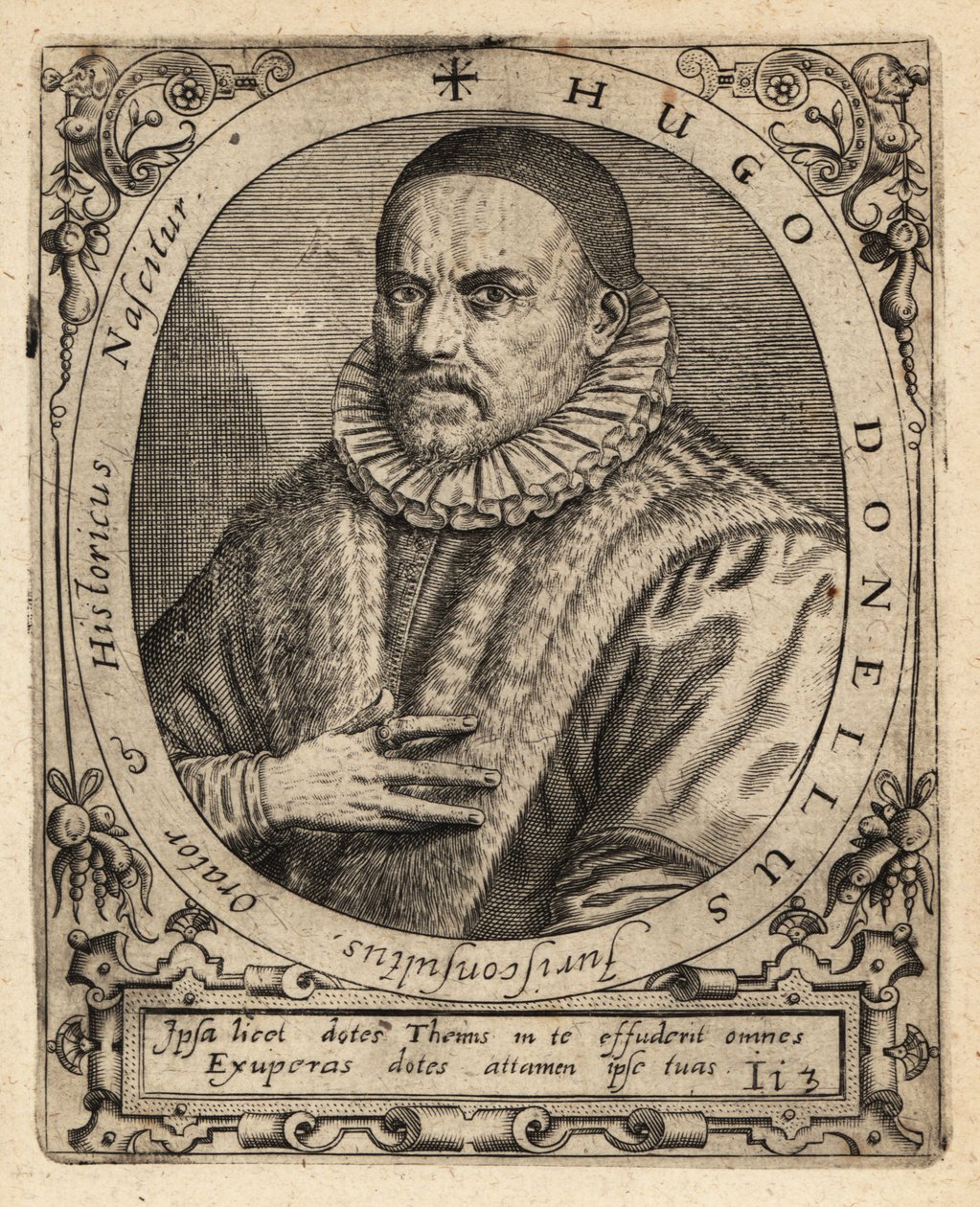Hugues Doneau, professor de direito francês. de Theodore de Bry