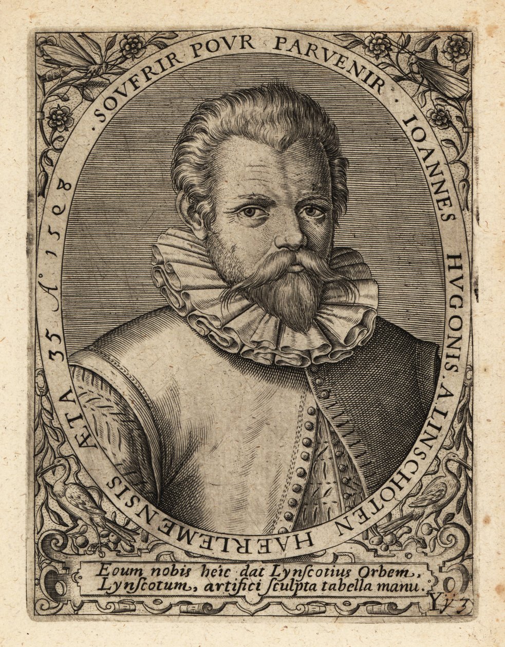 Jan Huyghen van Linschoten, comerciante protestante holandês. de Theodore de Bry