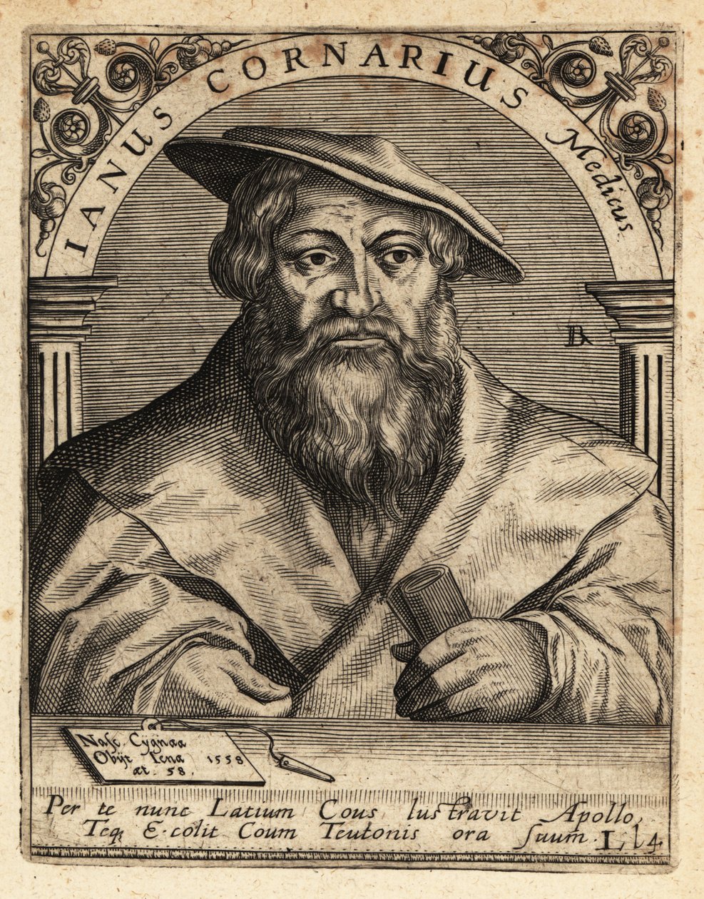 Janus Cornarius, humanista saxão, c1500-1558. de Theodore de Bry