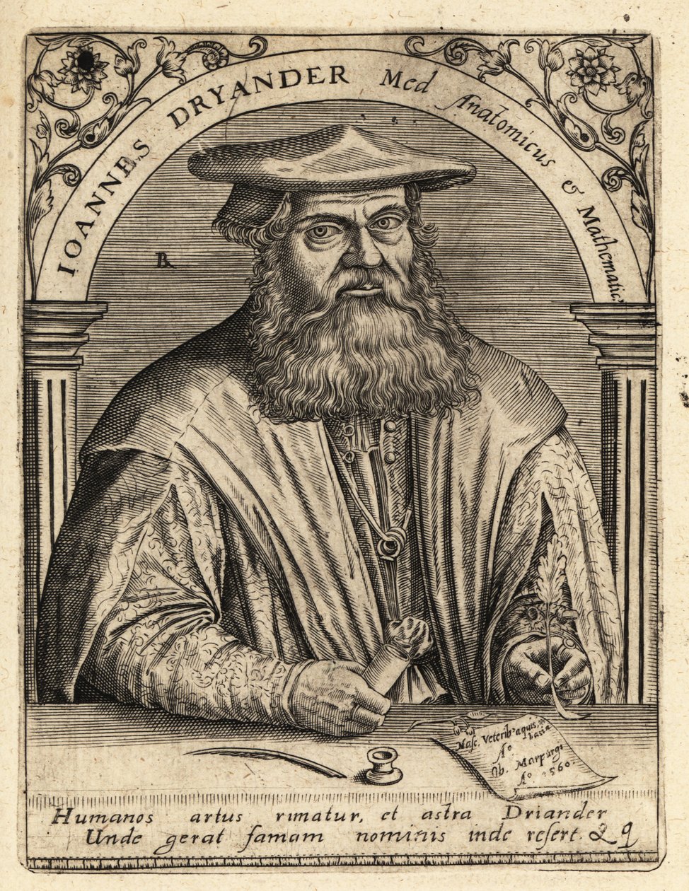 Johann Dryander, anatomista alemão de Theodore de Bry