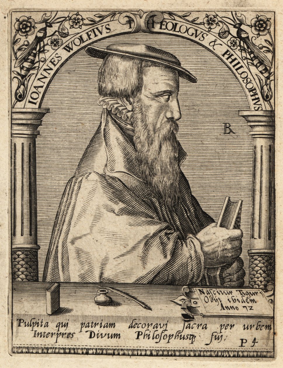 Johannes Wolf, c.1521-1572, teólogo suíço reformado. de Theodore de Bry