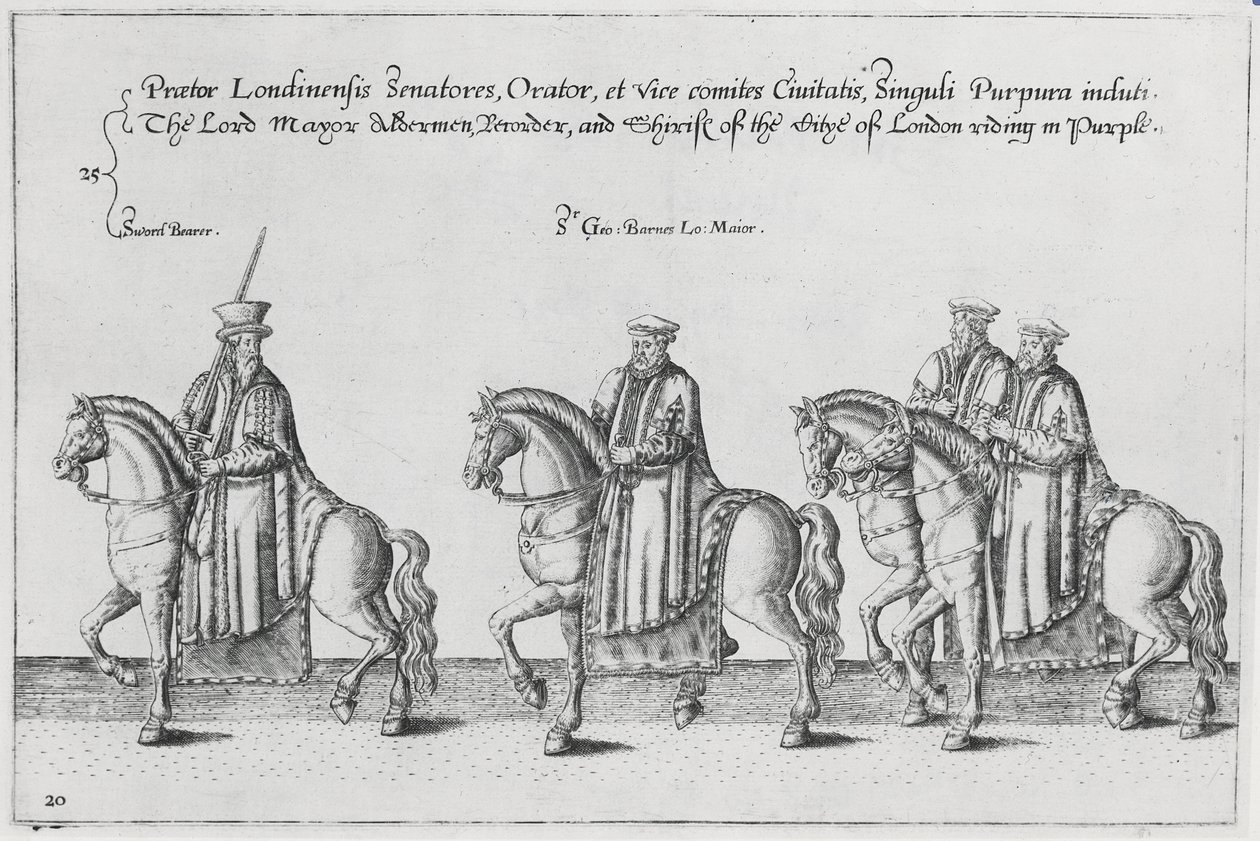 Lord Mayor e Vereadores no cortejo fúnebre de Sir Philip Sidney no caminho para a Catedral de St. Pauls, 1587 de Theodore de Bry