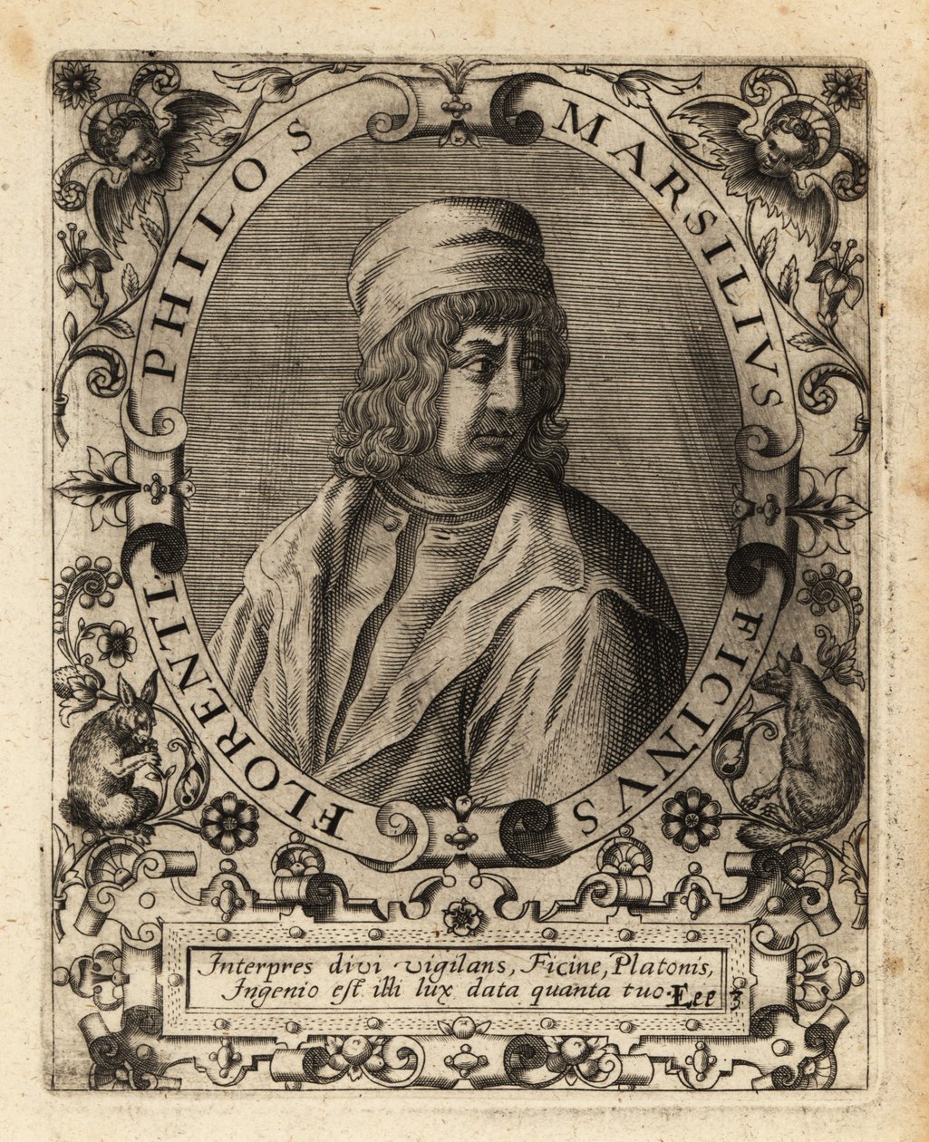 Marsilio Ficino, estudioso italiano. de Theodore de Bry