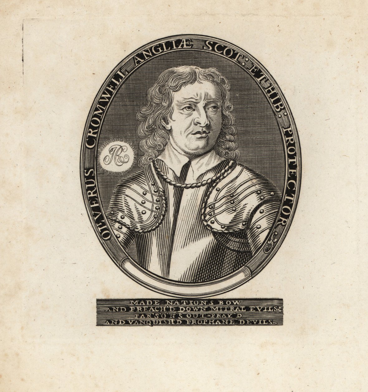 Retrato oval de Oliver Cromwell, Lorde Protector. de Theodore de Bry