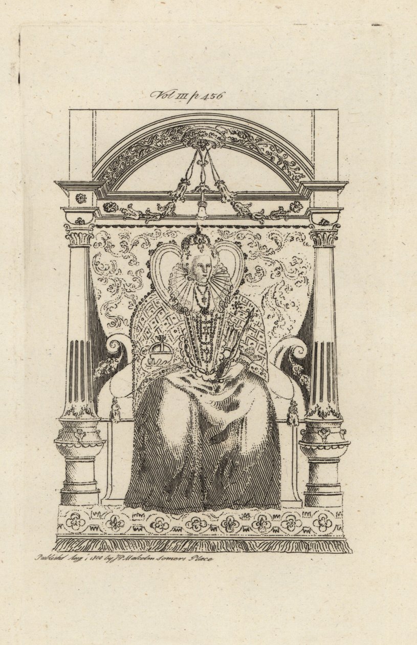 Rainha Elizabeth I de Inglaterra, de um vitral. de Theodore de Bry
