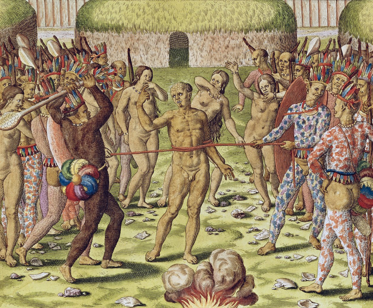 A execução de um inimigo pelos índios topinambos, 1562 de Theodore de Bry