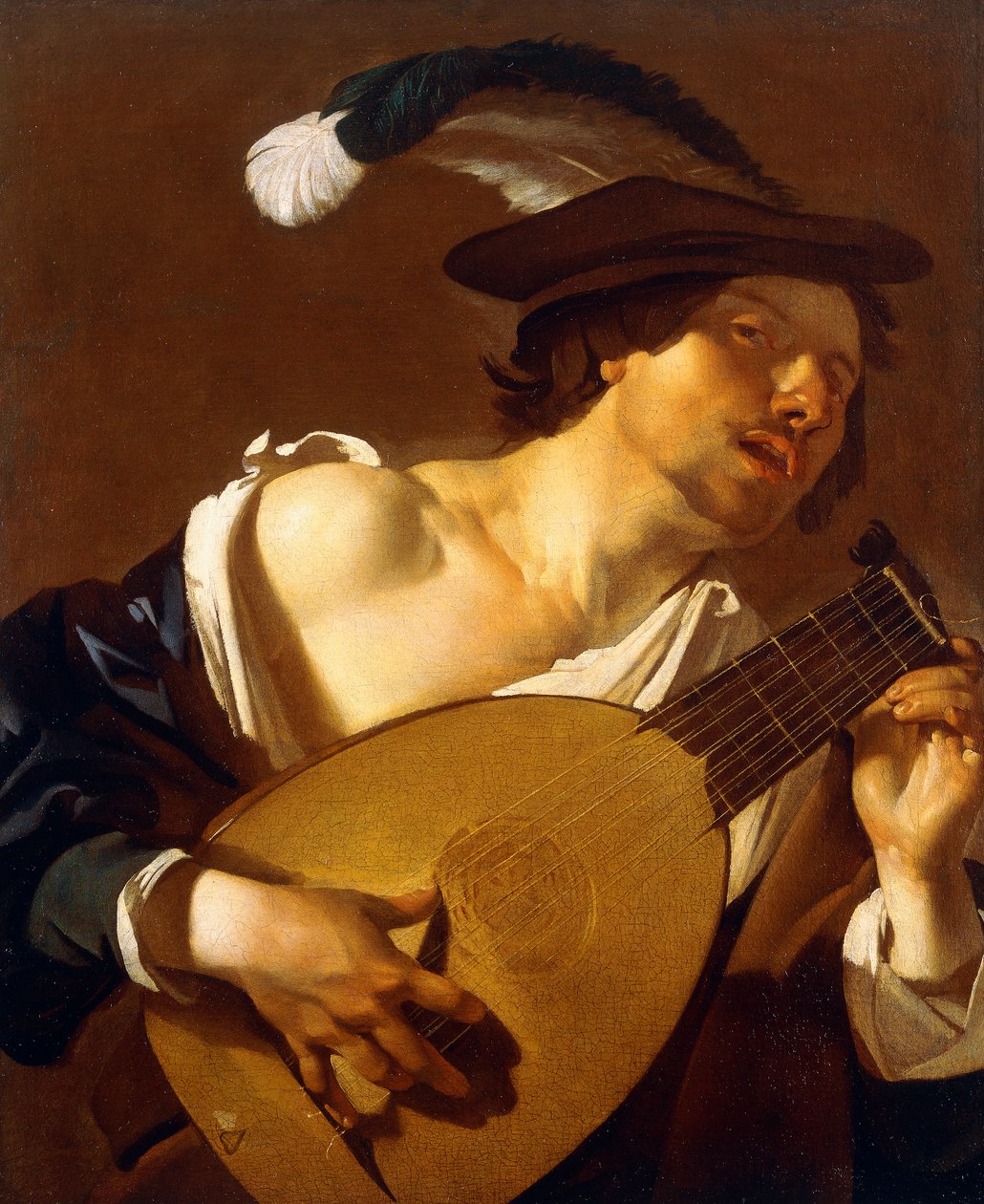 Um jogador de alaúde, 1621-22 de Theodore van Baburen