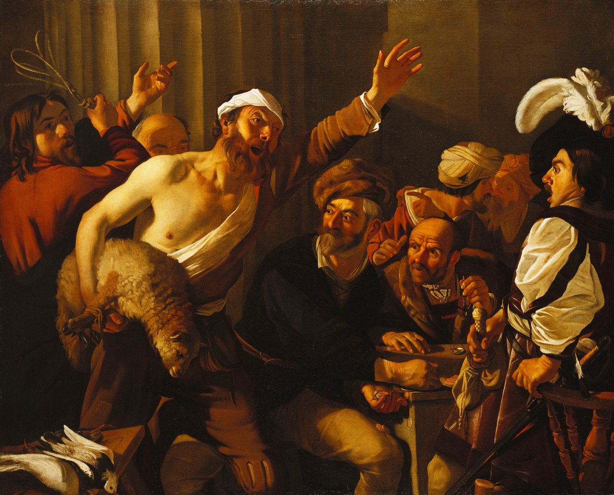 Cristo dirigindo os cambistas do templo, 1621 de Theodore van Baburen