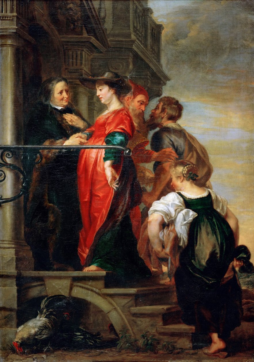 La Visitation de la Vierge Marie - A Visitação da Santíssima Virgem Maria, de Thulden, Theodoor, van (1606-1669). Óleo sobre tela, antes de 1669. Dimensão : 205x144 cm. Museu de História da Arte, Vienne de Theodore van Thulden
