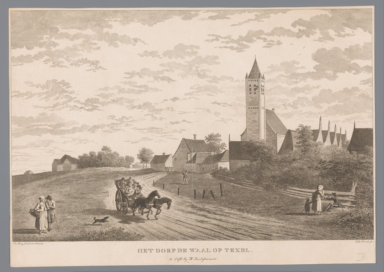 Vista da aldeia De Waal em Texel A aldeia de De Waal em Texel (título no objeto) de Theodorus de Roode