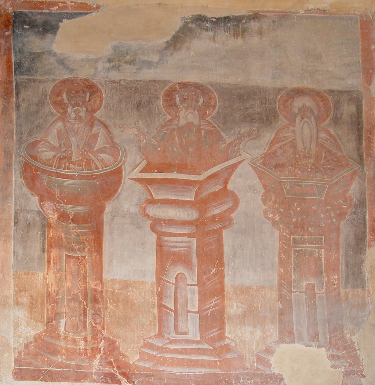Santos Simeon Stylites, o Velho, Simeon Stylites, o Mais Novo, e Alypius, o Stylite, 1378 de Theophanes the Greek