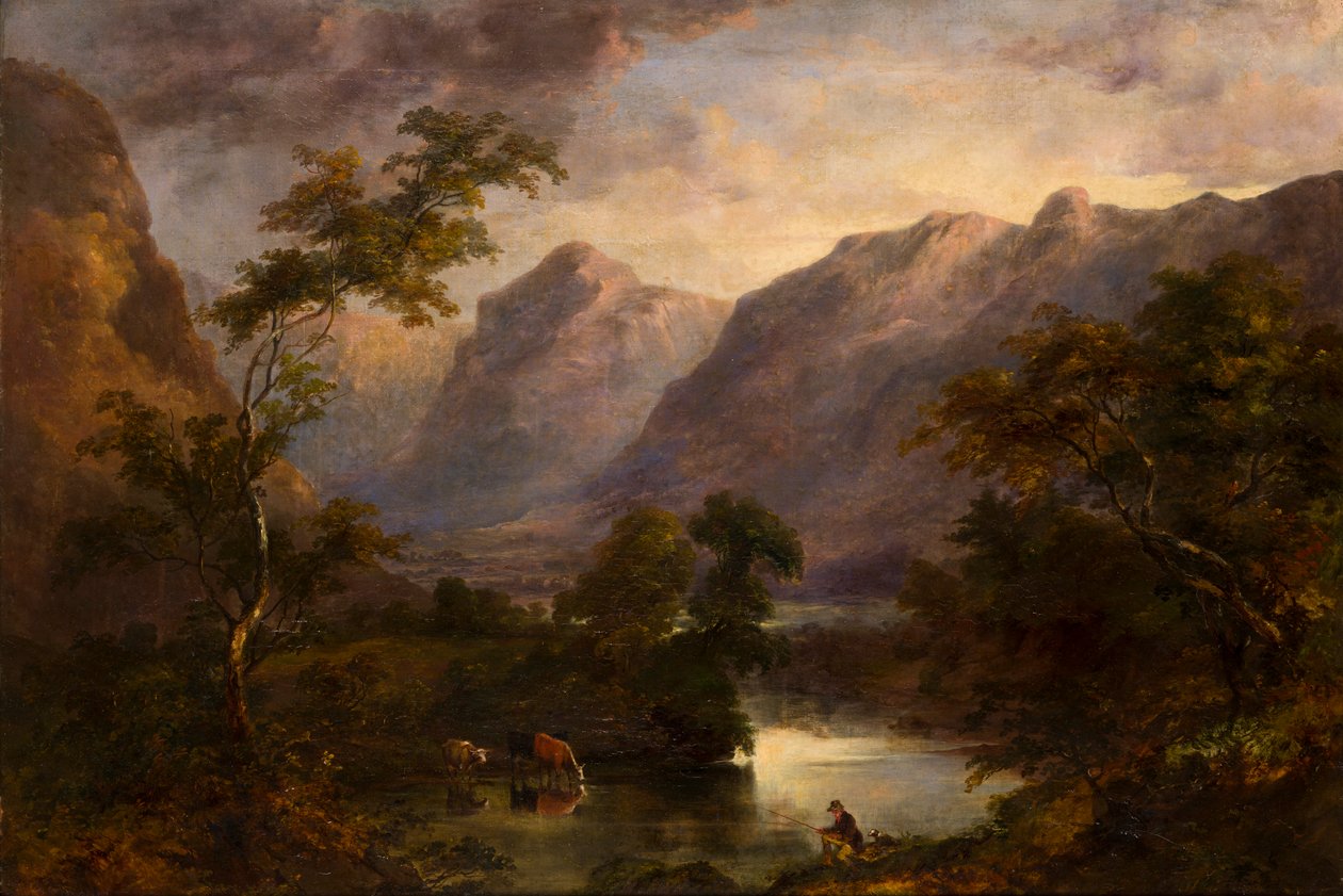 Uma vista de Langdale, c.1827-90 (óleo sobre tela) de Theophil Lindsey Aspland
