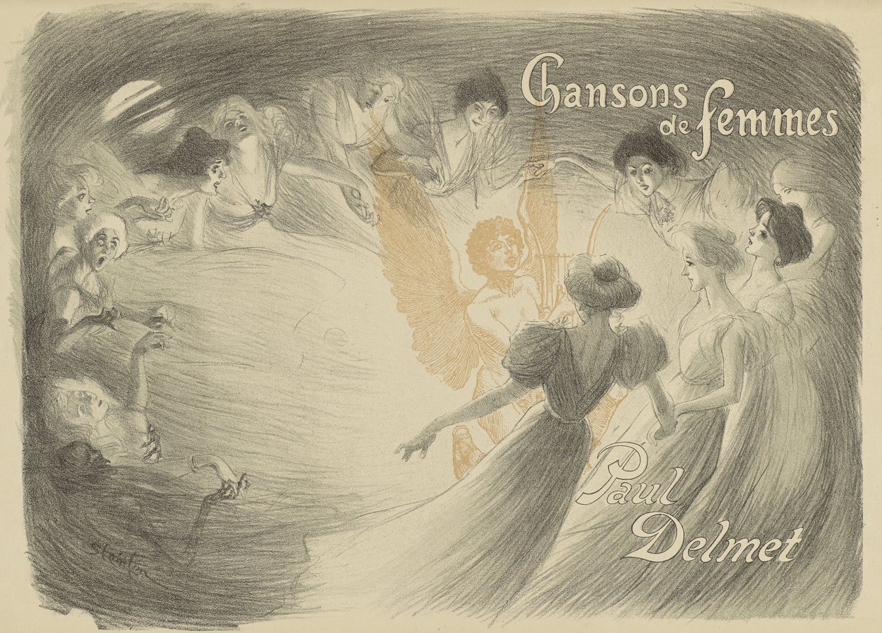 Capa do livro Chansons de femmes, 1897 (litografia de transferência em papel de capa) de Théophile Alexandre Steinlen