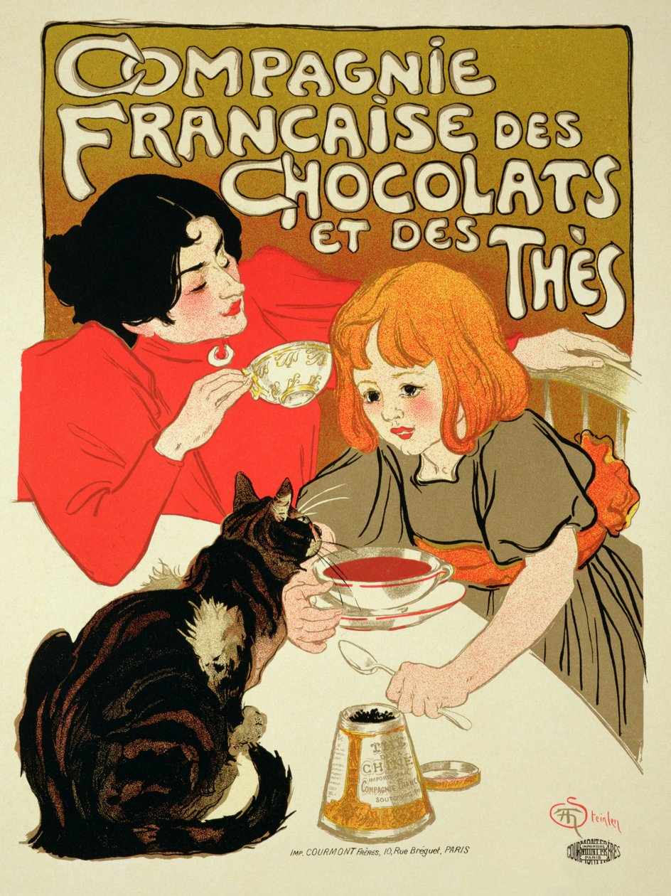 Poster Publicidade da Companhia Francesa de Chocolate e Chá de Théophile Alexandre Steinlen