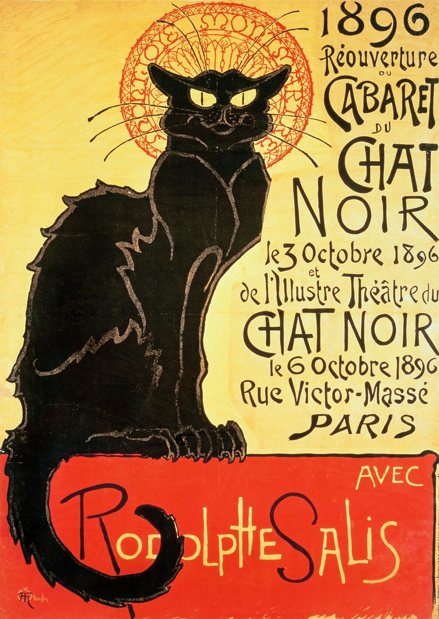 Reabertura do Chat Noir Cabaret, 1896 de Théophile Alexandre Steinlen