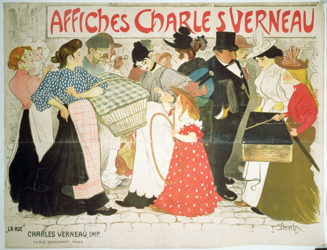 &39;The Street&39;, poster para o impressor Charles Verneau, 1896 de Théophile Alexandre Steinlen