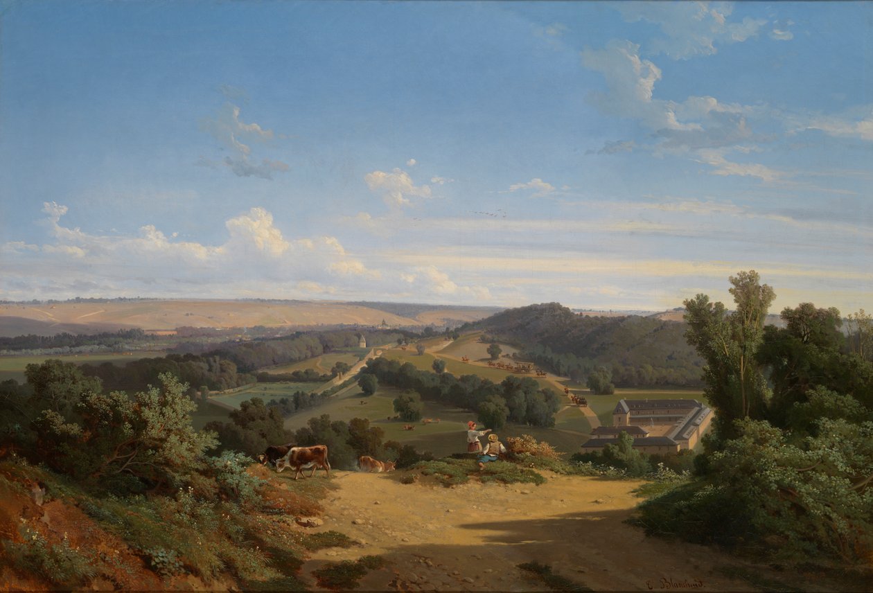 Chegada ao novo parque, Chateau dEu, 1846 de Theophile Blanchard