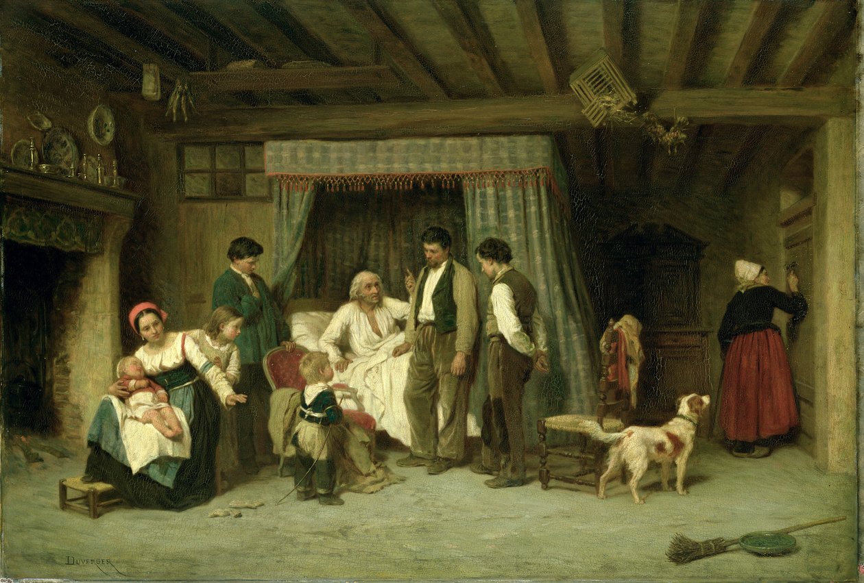 O Aviso Final, 1886 (óleo no painel de mogno) de Theophile Emmanuel Duverger