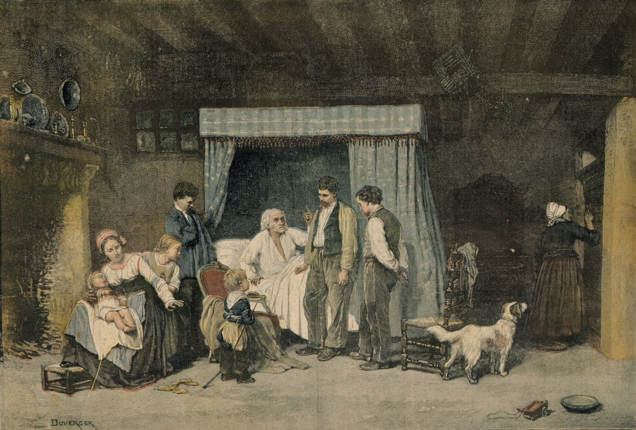 O trabalhador e seus filhos, ilustração do Le Petit Journal, 12 de março de 1892 de Theophile Emmanuel Duverger