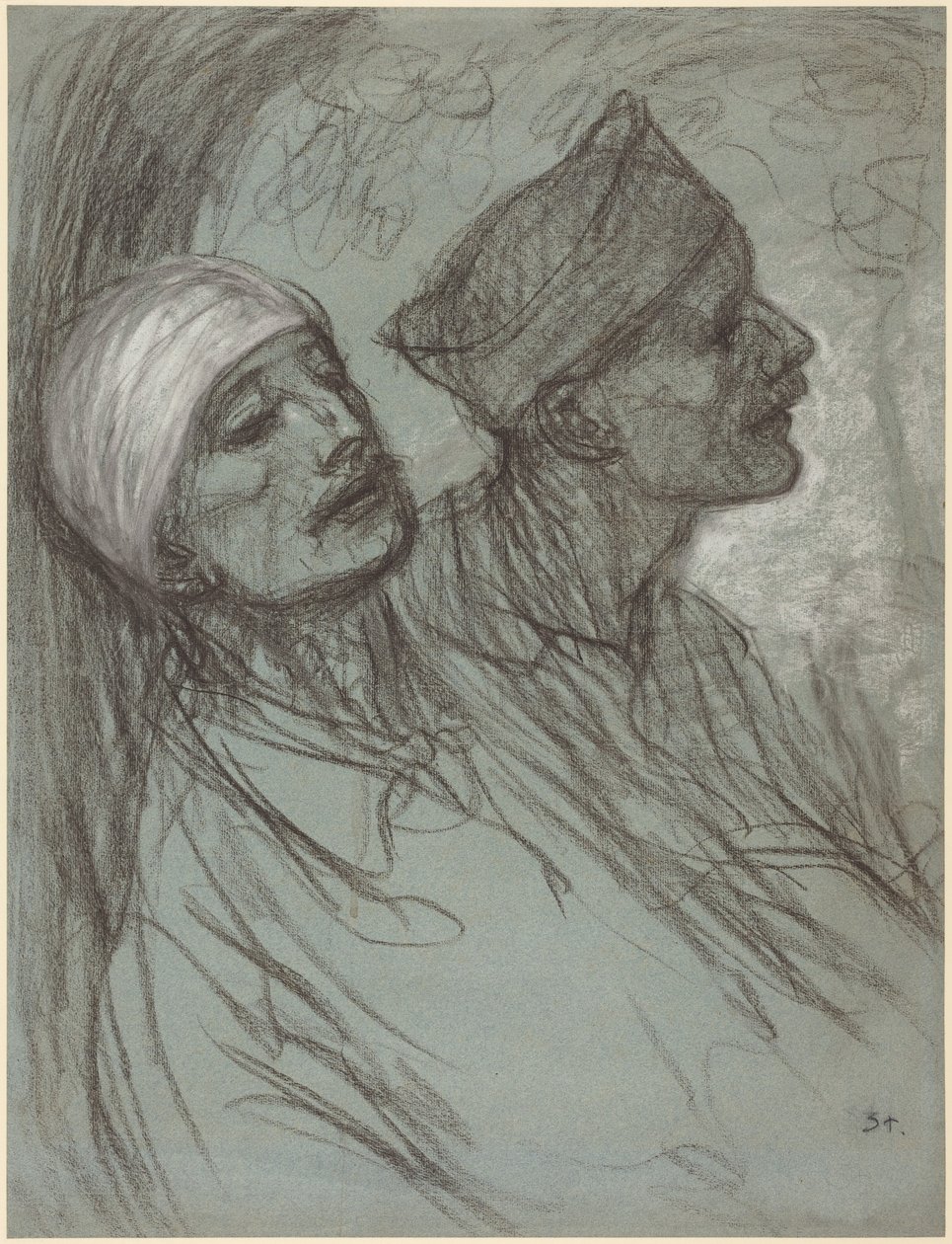 Um soldado ferido e o seu camarada de Théophile Alexandre Steinlen