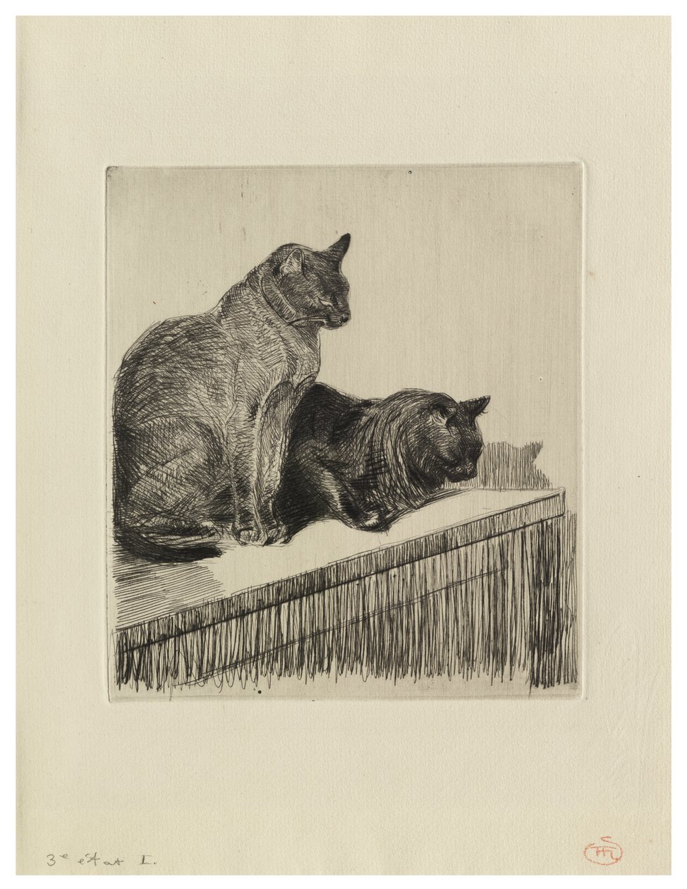 Dois gatos em uma mobília de Théophile Alexandre Steinlen