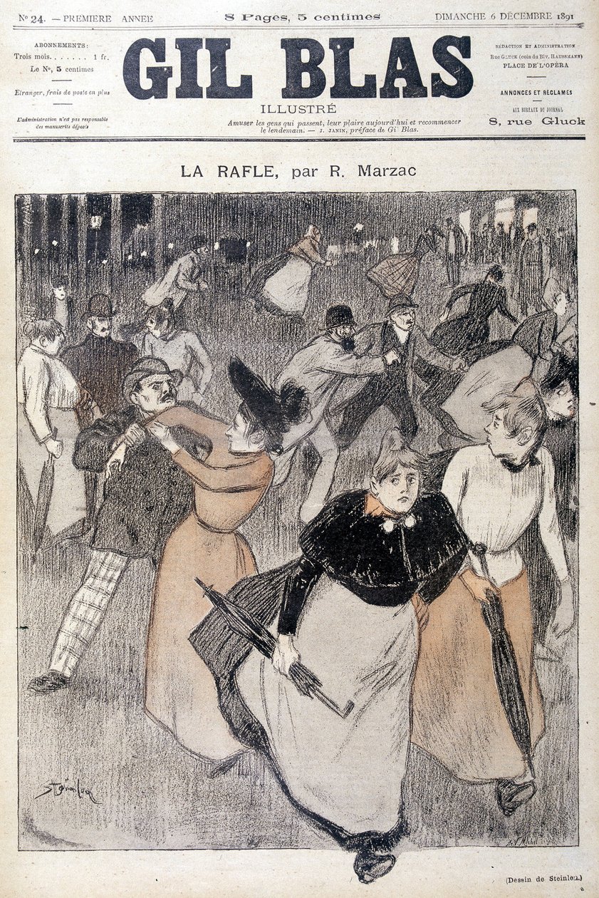 Desenho de Steinlen em Gil Blas, 6/12/1891. de Théophile Alexandre Steinlen