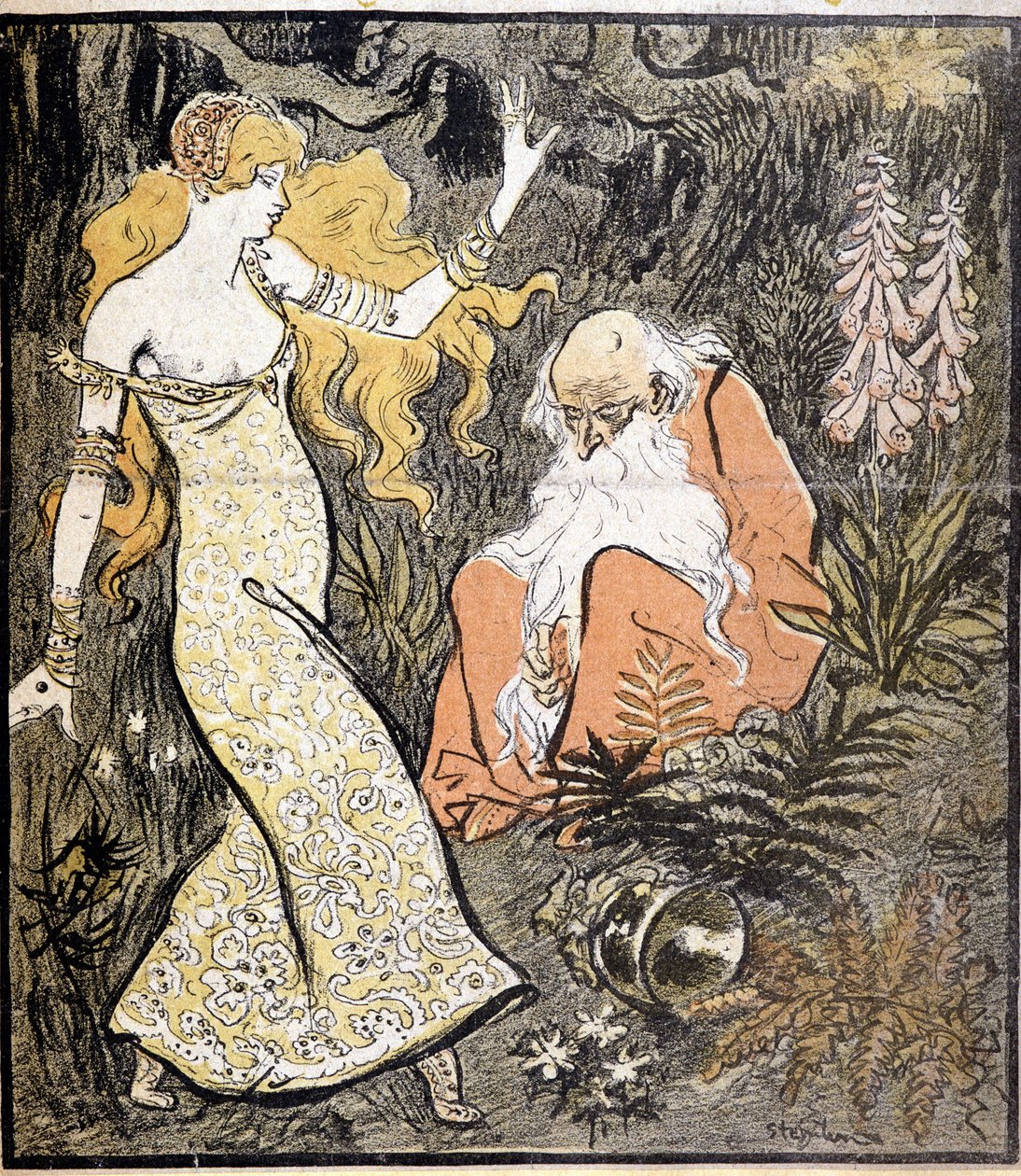 Merlin e Viviane ("Brocéliande") - por Steinlen de Théophile Alexandre Steinlen
