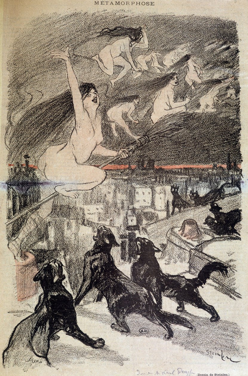 Metamorfose dos gatos em bruxas - por Steinlen de Théophile Alexandre Steinlen