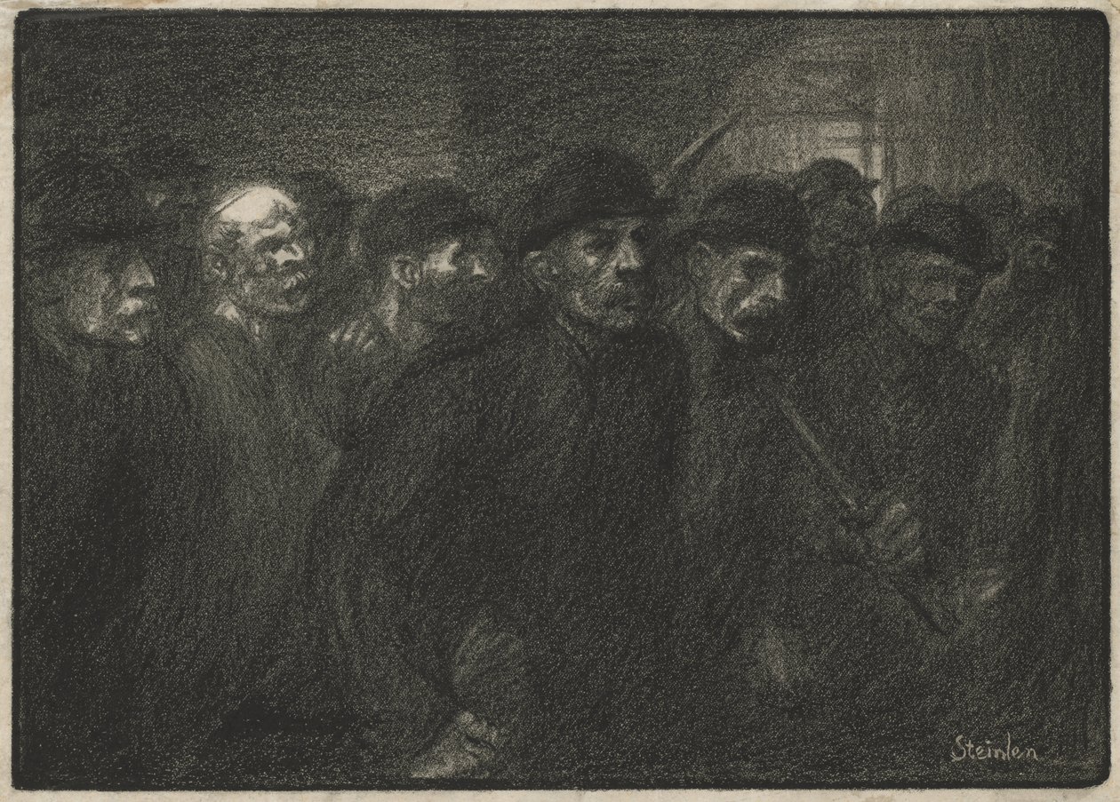 Trabalhadores a sair da fábrica de Théophile Alexandre Steinlen
