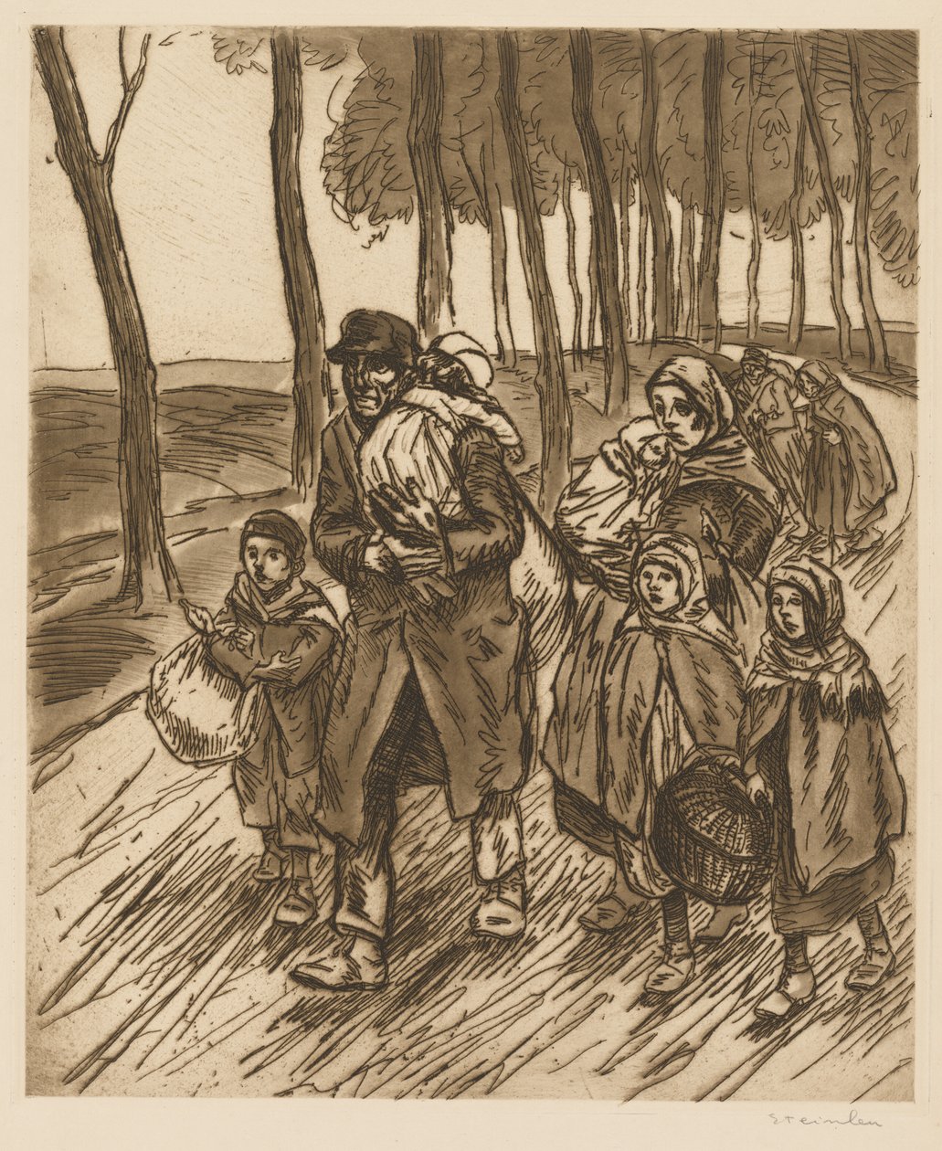 Família de refugiados de Théophile Alexandre Steinlen