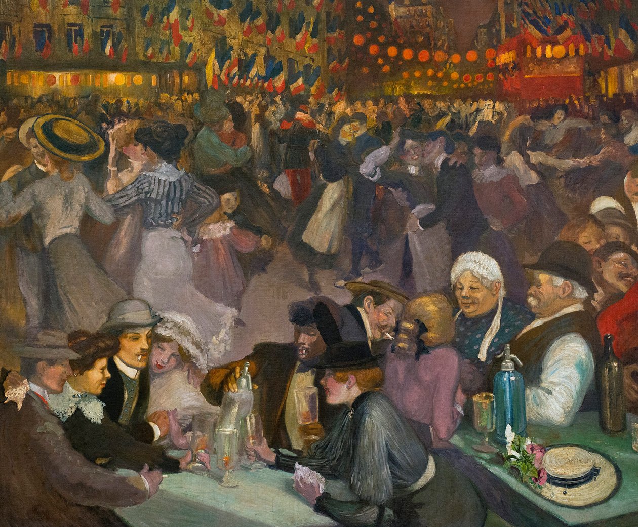 The Bastille Day dance (14 de julho) - Alexandre Theophile Steinlen (1859-1923) - detalhe do "Bal du 14 juillet". de Théophile Alexandre Steinlen