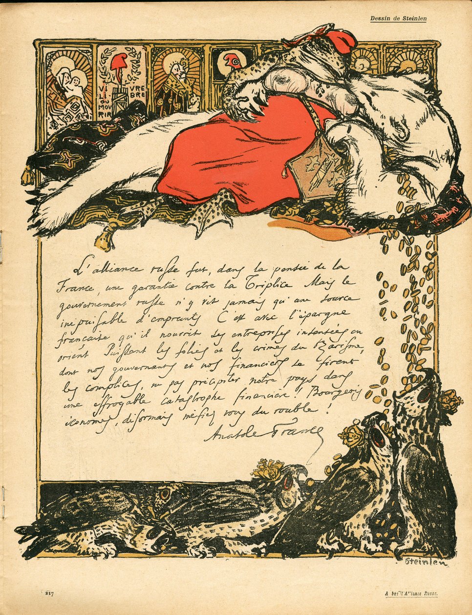 A Placa de Manteiga, número 222, Satirical em Cores de Théophile Alexandre Steinlen
